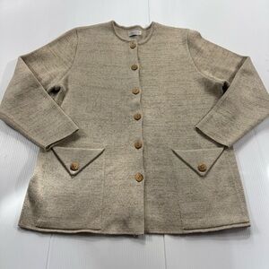 505. Elegant Beige Button-Up Women's Sweater (S)